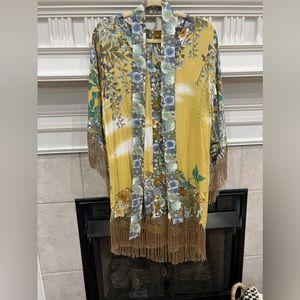 Yellow floral tassel mini dress S/M